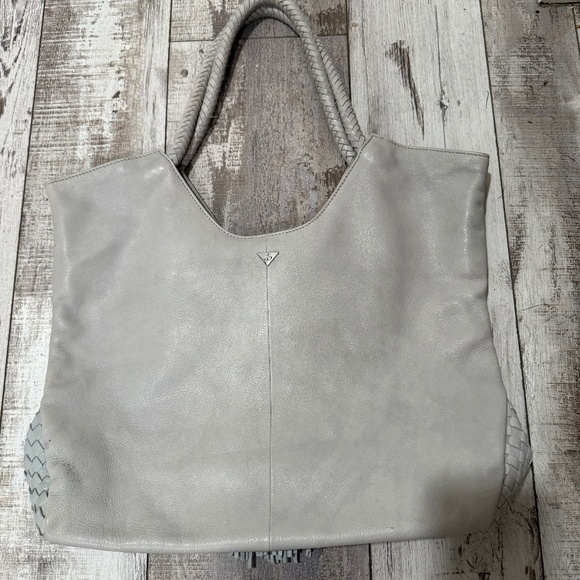 Sam Edelman Large Gray Leather Tassel Shoulder Bag - Picture 1 of 8